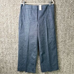 Ann Taylor Factory Dress Pants Women’s 10 Wide Leg Crop Blue Linen Blend NWT